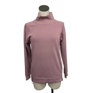 ATHLETA Cozy Karma Side Zip Funnel Neck Muave Pink Sweatshirt Womens‎ Size XS